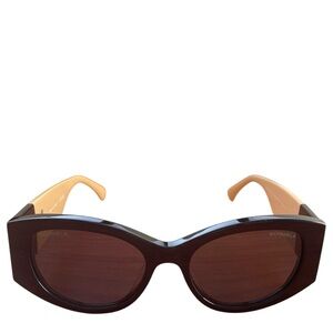 Authentic CHANEL Bold Black Oval Sunglasses